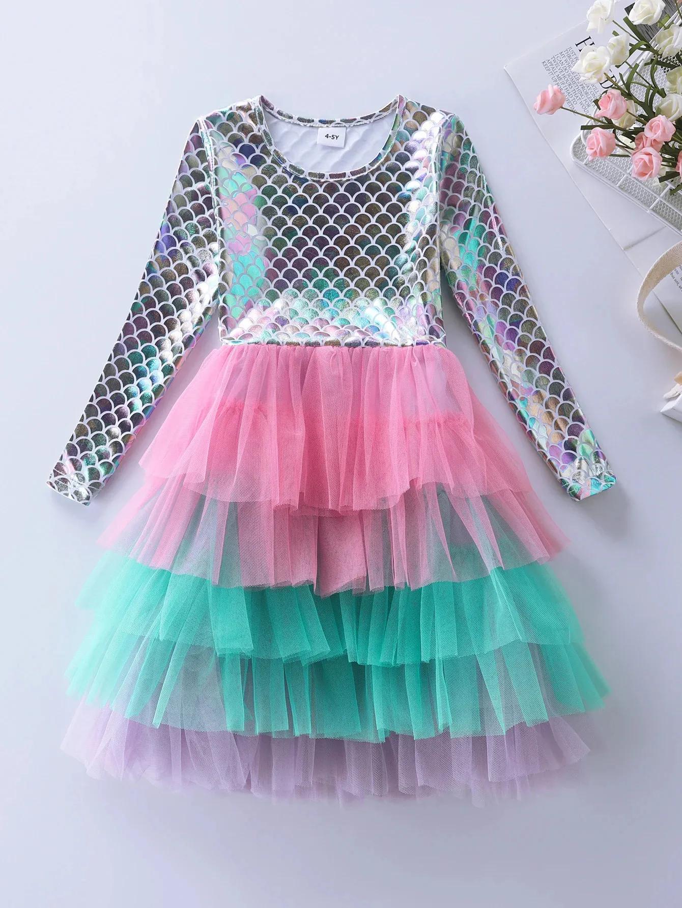 Dancewear Girls Long Sleeved Mermaid Cake Autumn Dress LH168 231031