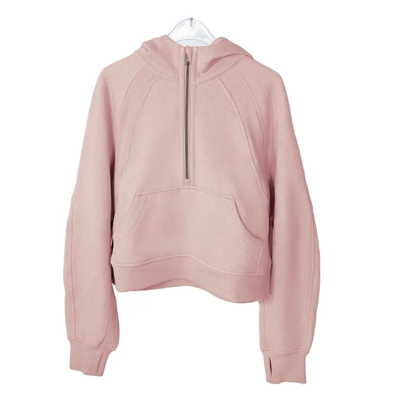 Kvinnors hoodies tröjor designer sportkläder halv zip yogasträkt luk tröja damer gym utomhus sport jogging hoody tjock långärmad med fleece jacketrp2w