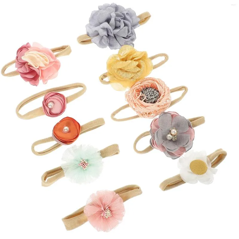 Bandanas 10 Stück Blumenstirnband Baby Blumenstirnbänder Mädchen Kopfbedeckung Haarschmuck Stoff Säugling Kleinkind