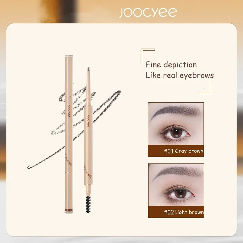 Eyebrow Enhancers Joocyee Eyebrow Pencil Double Side Use Fine Depiction Waterproof Natural Long Lasting Eyebrow Tint Cosmetics Brows Makeup 231031