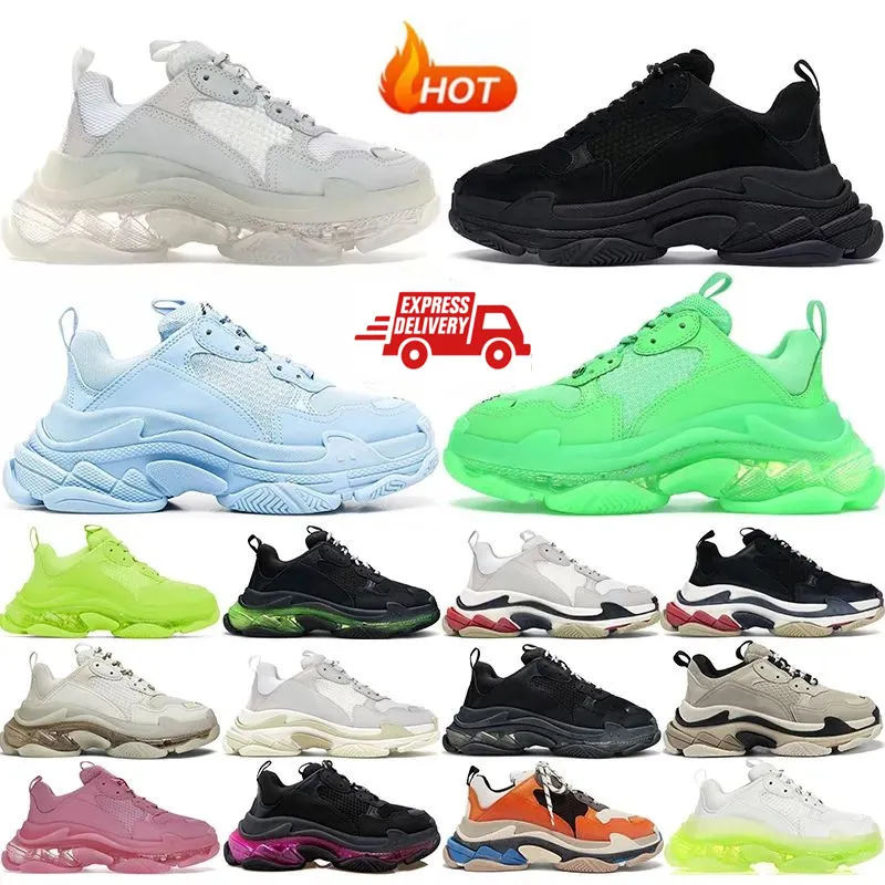 Top Triple S Designer Buty Kobiety Kobiety Mężczyźni Sneakers Kobiety Czarna biała szara zielona zielona zielona czerwona różowa niebieska królewska neonowe trenerzy Tennis