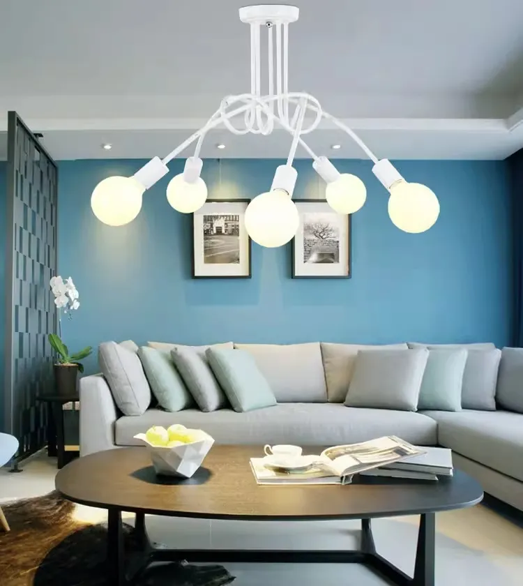 パーソナリティレストラン レトロ 麻ロープシャンデリア 6灯 新品未