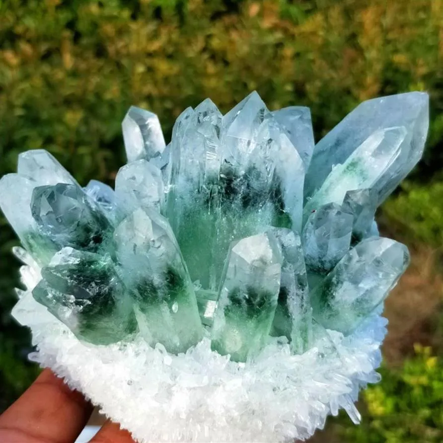 About 200g 300g 400g 500g New Find Green Phantom Quartz Crystal Cluster Mineral Specimen Healing294Z