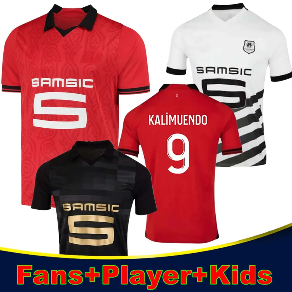 Maillots de football Stade Rennais 2023/24 Accueil Maillot de foot Rennes SULEMANA BOURIGEAUD TERRIER DOKU LABORDE SANTAMARIA hommes kit enfants maillots de football