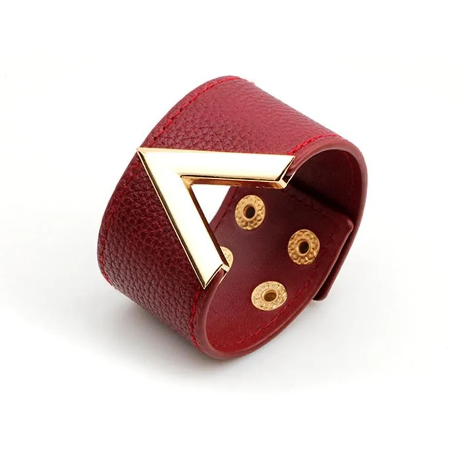 Skórzana bransoletka w kształcie litery V dzika szeroka bransoletka Moda Europa i Ameryka skórzana bransoletka popularna biżuteria Char290R