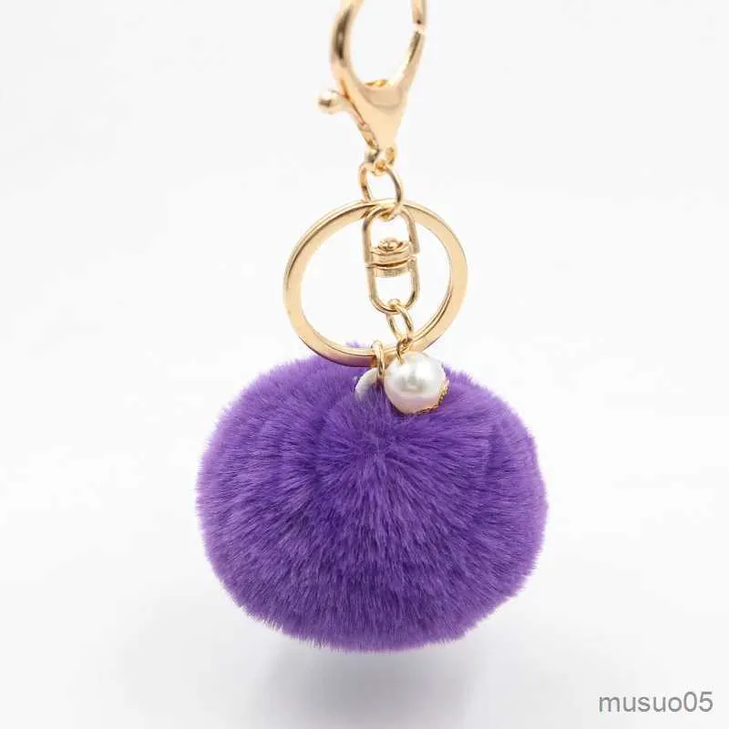 Mobiltelefonkedja Creative 6cm Pearl Hairball Keychain Plush Bag Pendant Car Hairball Accessory R231031