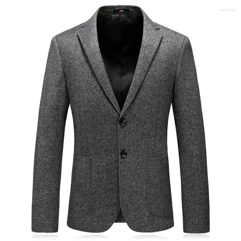 Men's Suits Winter Classic Business Gray Suit Jacket For Men Slim Fit Blazer Casual Wedding Groom Formal Outwear