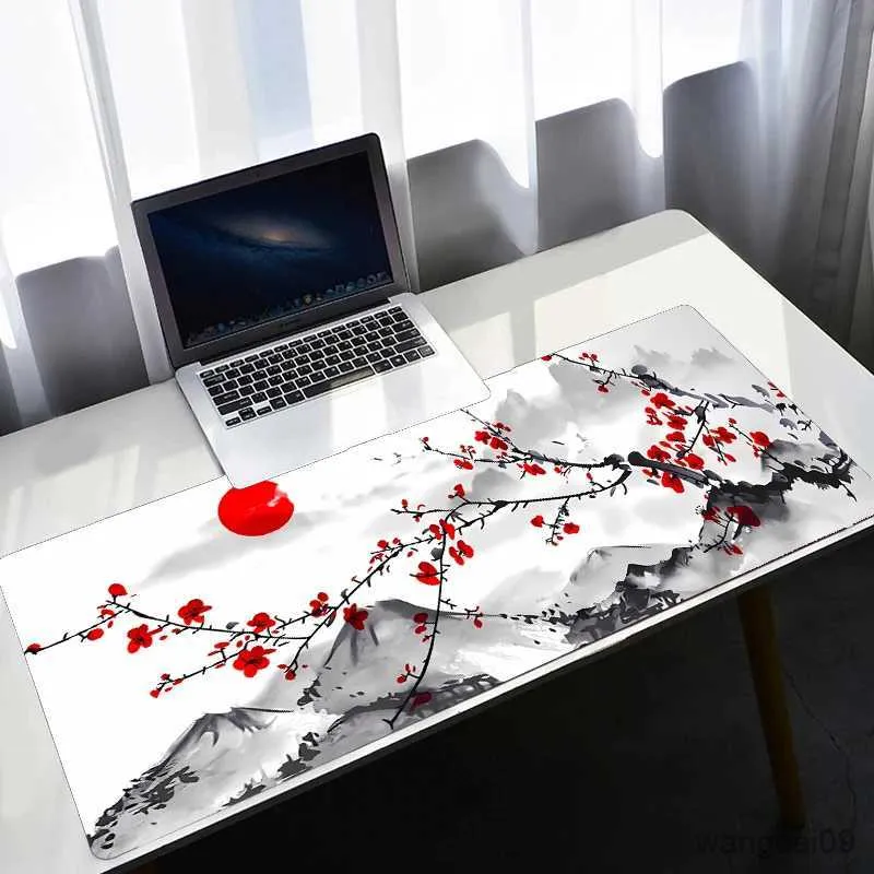 Muskuddar handled Cherry Blossom Desk Mat Pad Flower Gaming Mouse Pad 900x400 Laptop Tablet Tablett Mattan Dator Desk Carpet 80x30 Decor Mats