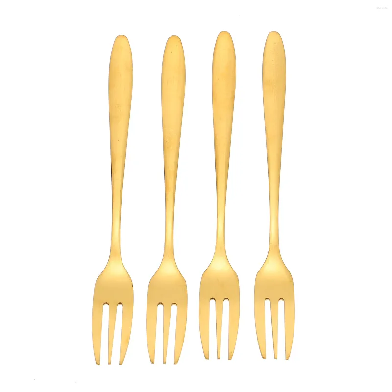 Conjuntos de louça 4 pcs bolo garfo criança crianças garfos salada de frutas aço inoxidável três dentes palitos