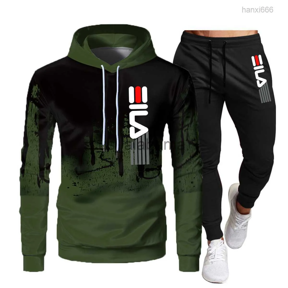 Heren trainingspakken merk en pak heren casual jogging sportkleding sweatshirtsets X0907