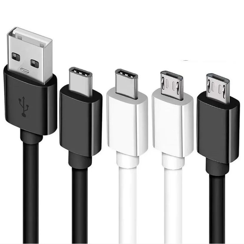 1M 2M 3M Snabbladdningskabel 2A Snabbhastighetstyp C Micro USB -kablar för Samsung Galaxy S8 S9 S10 S22 S23 HTC LG