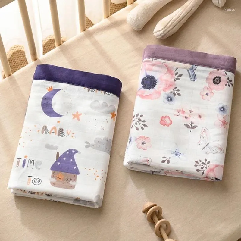 Couvertures bébé Swaddle mousseline couverture d'emballage serviette de bain accessoire de literie pour bébé unisexe