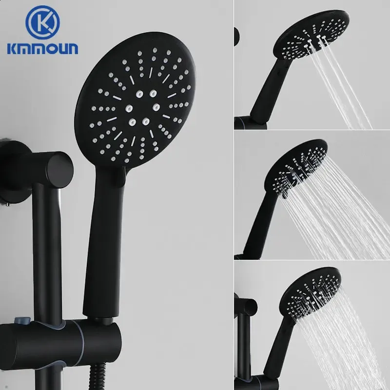 Bathroom Shower Heads Black Set ABS Hand Head Handheld Spray Water Saving Hose Bracket 231030