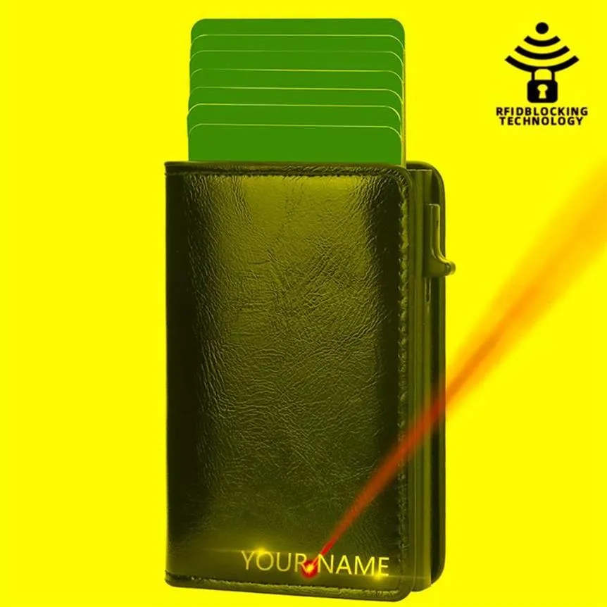 Card Holders Holder Customized Men Wallets Rfid Black PU Leather Slim Mini Wallet Small Money Bag Male PursesCard236o