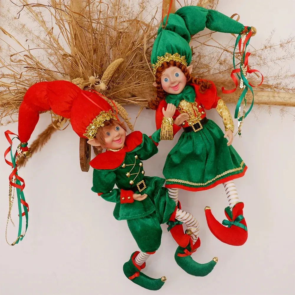 Décorations de Noël Elf Couple Navidad Année Cadeaux de Noël pour enfants Poupées en peluche Jouets Arbre Pendentif Drop Ornements Décoration suspendue 231030