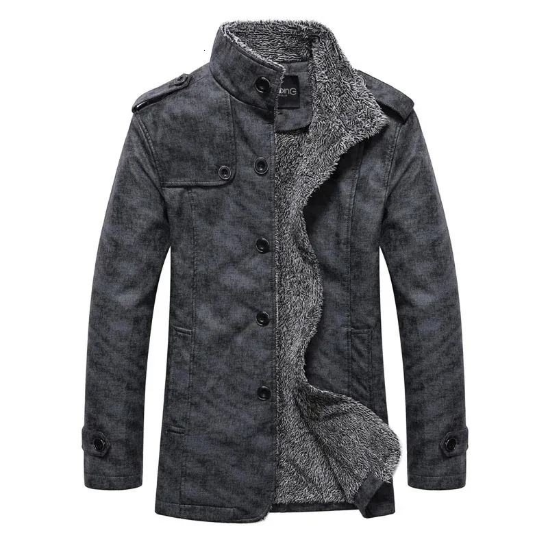 Heren Lederen Faux Winter Warme Jas Mannen Solid Lange Mouw PU Jas Stand Kraag Dikke Slim Fit Trenchcoats 231030