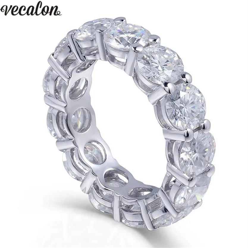 Vecalon 925 Sterling Silver Eternity ring 6mm 5A Zircon Sona Cz Engagement wedding Band rings for women Bridal Finger Jewelry206d