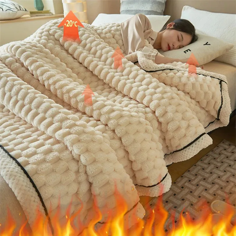 Dekens Herfst Winter Warm Slapen Deken Zacht Comfortabel Flanel Fleece Voor Bed Gezellige Verdikte Gewatteerde Huiswarmte 231031