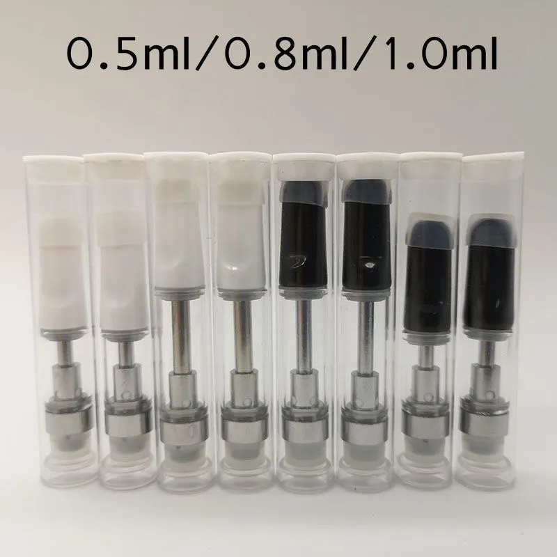 0,5 ml 0,8 ml 1,0 ml vape-cartridge PVC-buisverpakking 510 draad keramische cartridges Lege 2,0 mm dikke oliegaten Winkelwagen Plastic buis Pakket aanpassen