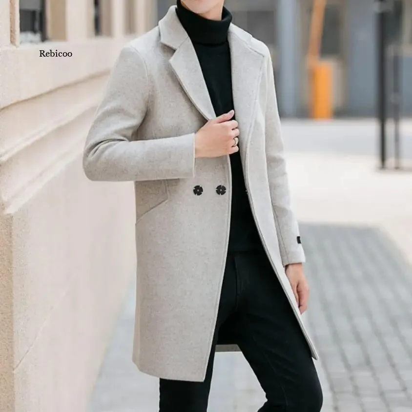 Misto lana da uomo Moda Uomo Misto lana Uomo Casual Trench da lavoro Uomo Cappotto per il tempo libero Maschile Miscele stile punk Spolverini Giacche 231030