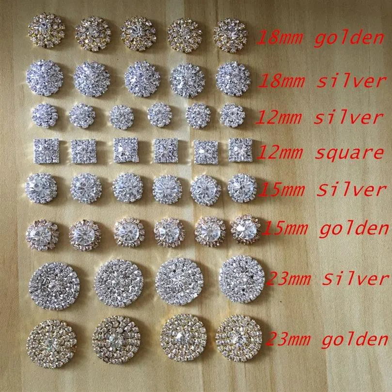 Factory 50st Lot Silver Tone Clear Crystal Rhinestone DIY PEBRELLUNDS FLATBACK Knappar Hårtillbehör Dekoration272p