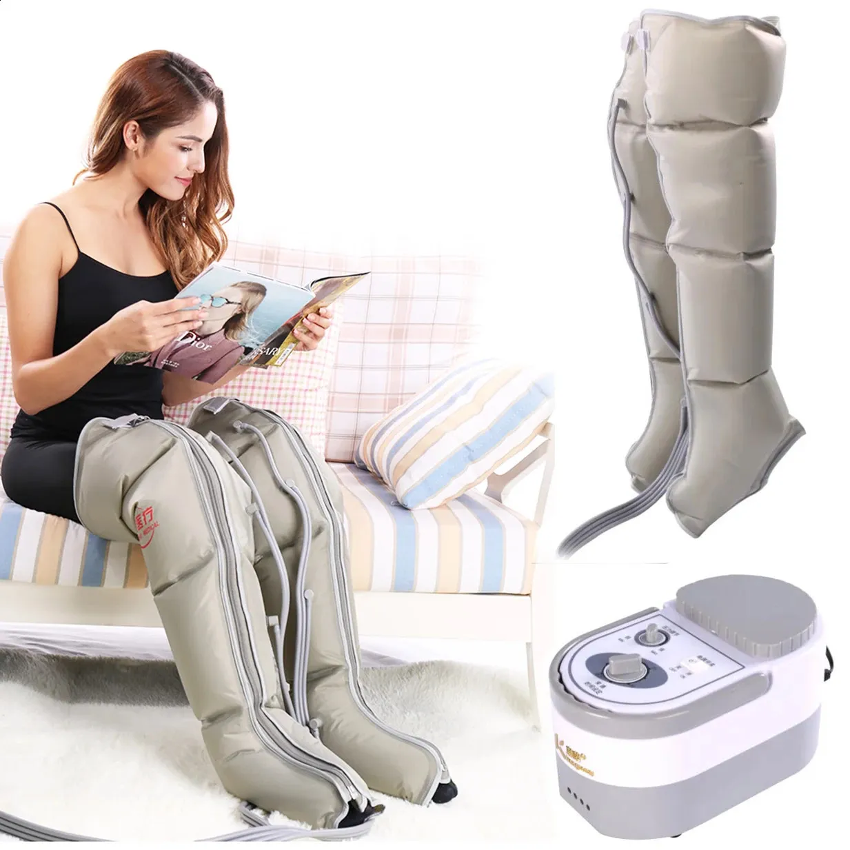 Andra massageföremål Electric Air Compression Leg Massager Wraps Foot Ankles Calf Machine Främja blodcirkulation Relieve Smärttrötthet 231030