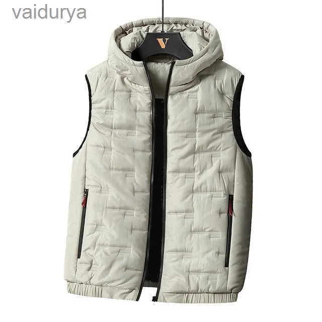 Westen Frühling Herbst Herren Winddicht Ärmellos Freizeitmäntel Herren Solide Steppweste Herrenweste Mit Kapuze Große Größe 8XL_voghion.com