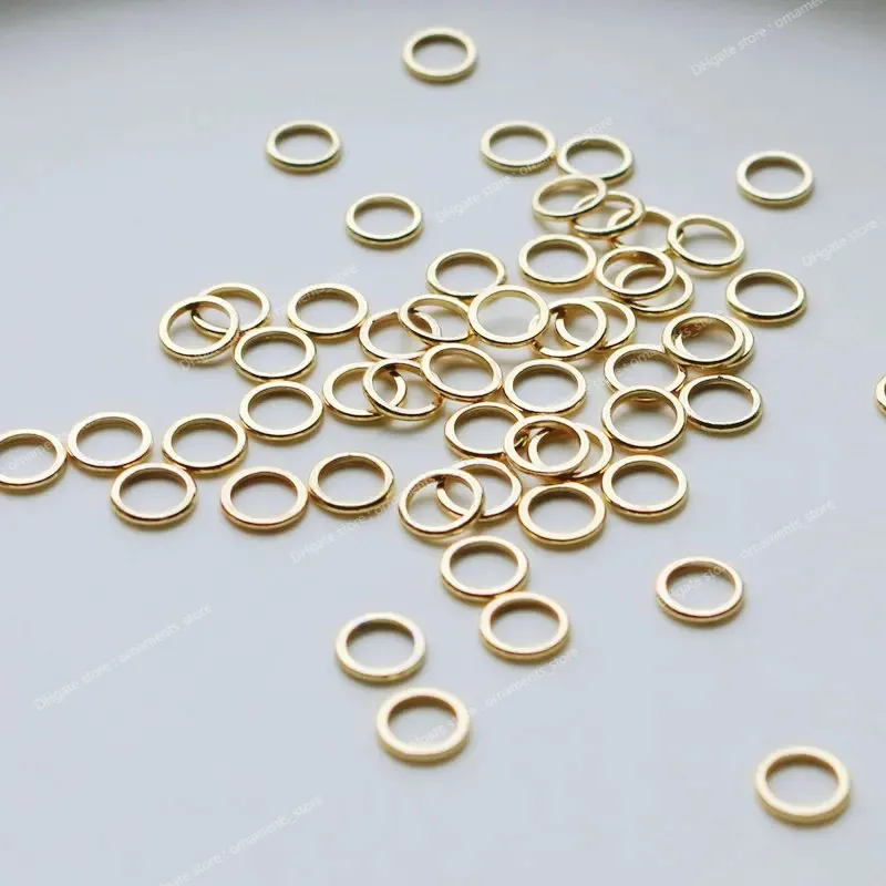 20st 14K Guldfärgpläterad mässing Stängda ringar 4mm 5mm 6mm smycken Tillbehör som gör leveranser smycken som gör komponenter
