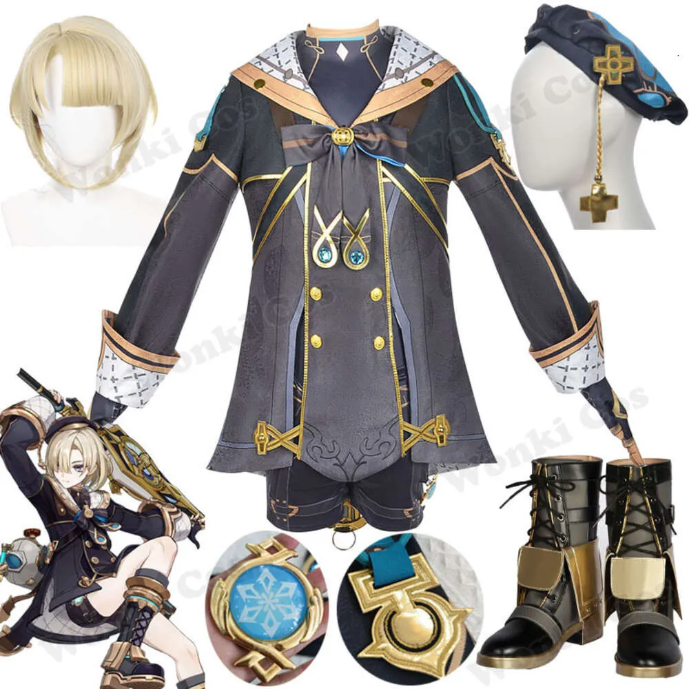 Kostym Wig Full Set Outfits Genshin Impact Fontaine Freminet Cosplay Shoes Boots Party Costumes