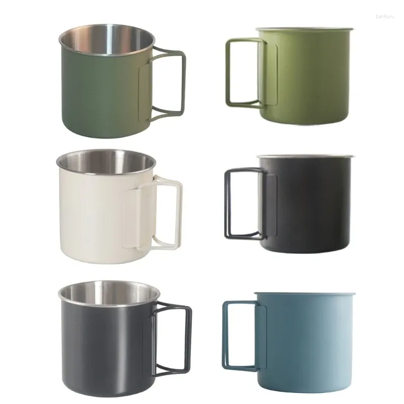 Tumblers D0AD 330ml Stainless Steel Outdoor Camping Cup Portable Foldable Handle Leak-Proof