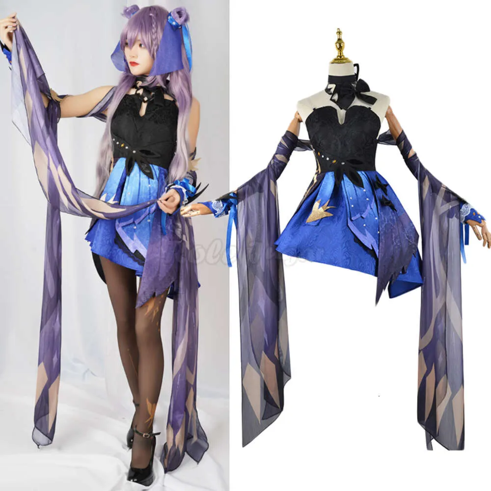 XS-3XL genshin impacto cosplay keqing opulento vestido de pele terno sexy meninas halloween carnaval festa mostrar trajes