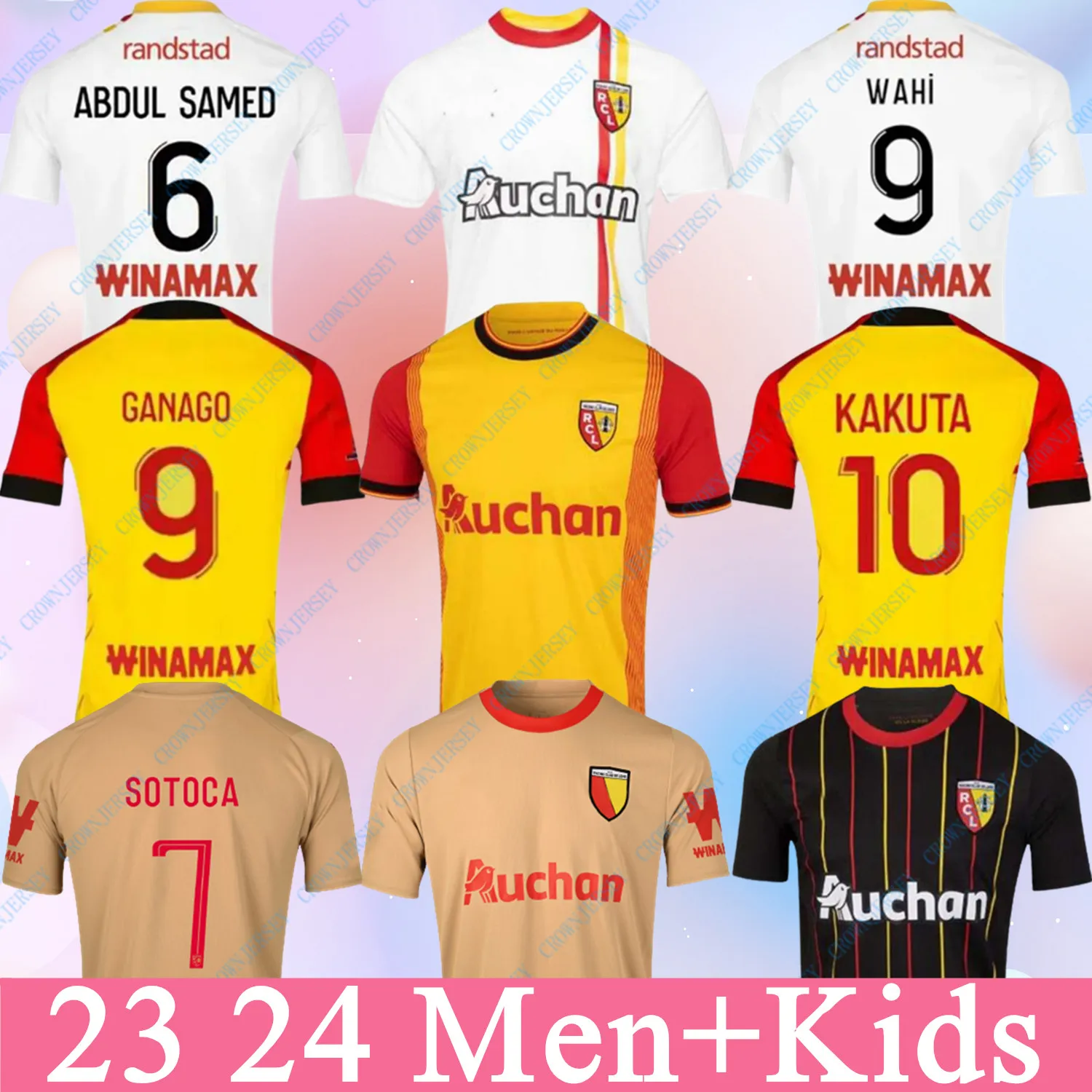 Maillot RC Lens 2023/2024 كرة القدم قمصان Kid Kit Kit Deart Leagure Foot Foot Home Away Third 3rd 23 24 Play Player Version Sotoca Fofana