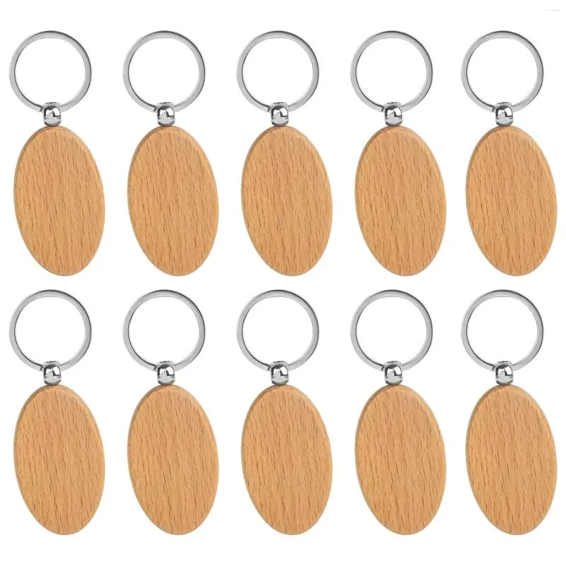 Keychains 30Pcs Blank Oval Wooden Key Chain DIY Promotion Pendant Wood Keychain Keyring Tags Promotional Gifts