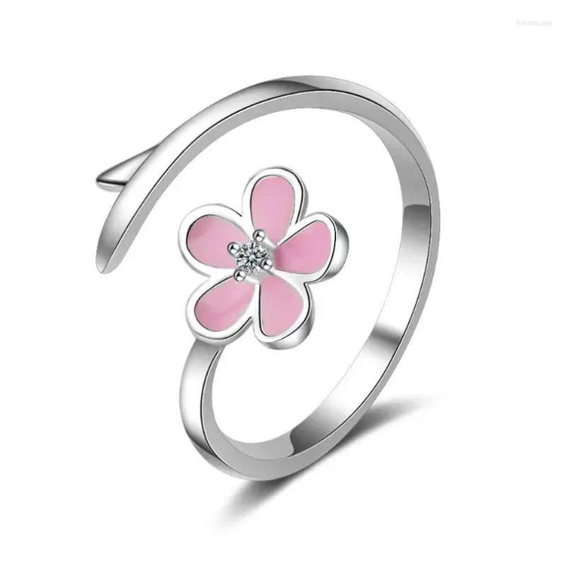 Anneaux de grappes Fleurs de cerisier douces Fleur d'ouverture déformée pour femmes filles bijoux cadeau de fête Anillos SAR65