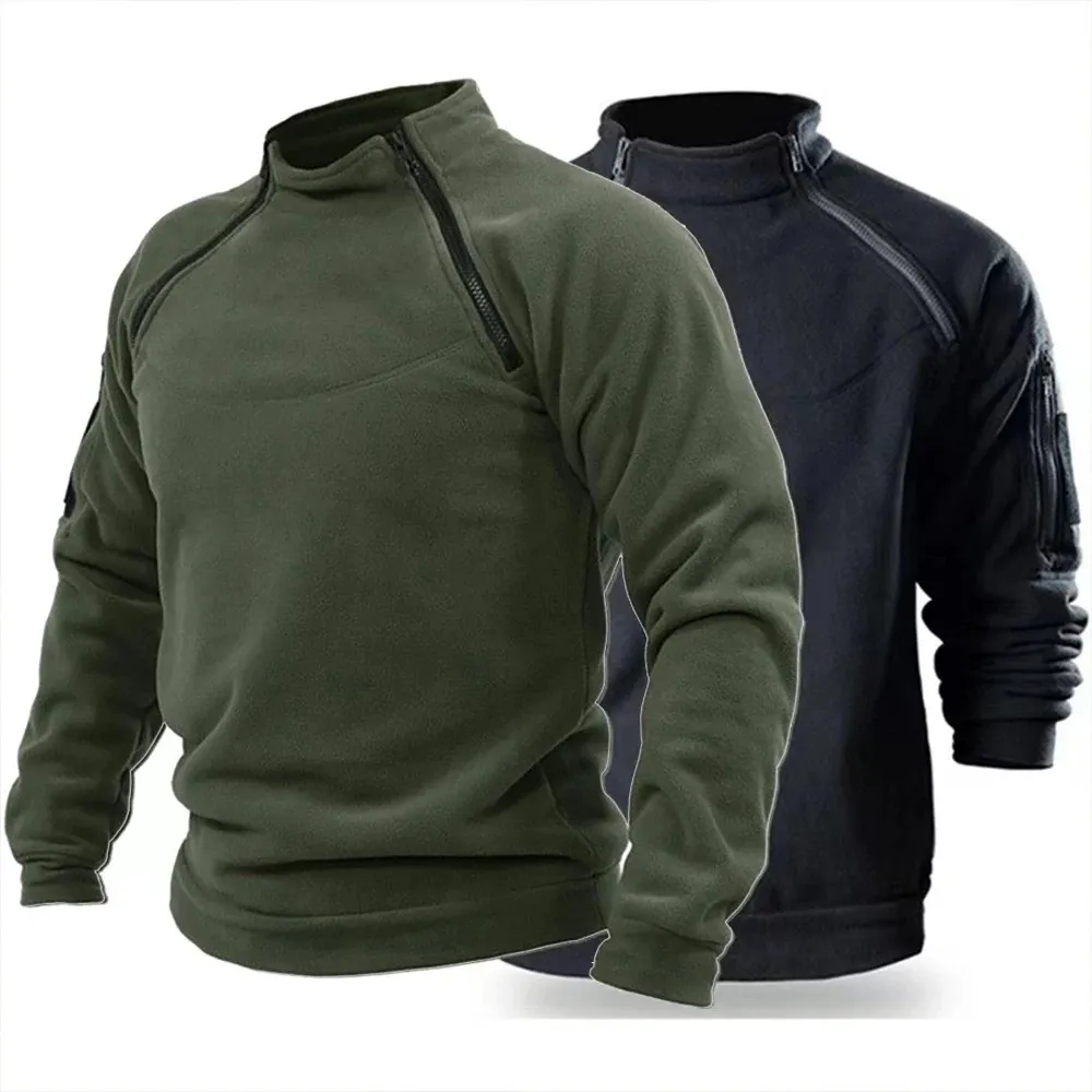 Heren Hoodies Sweatshirts Tactische Outdoor Jas Hoodie Jachtkleding Warme Fleece Ritsen Trui Winddicht Dikker Winter Mannelijke Thermische Jas 231031