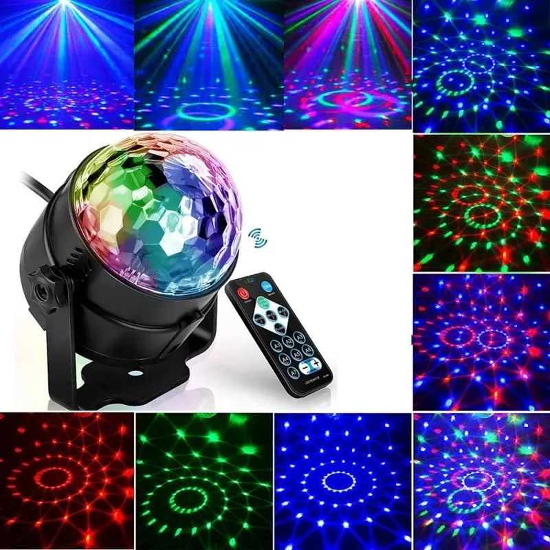 Led Magic Ball Strobe Led Dj Ball Hause KTV Weihnachten Hochzeit Show LED RGB Kristall Magic Ball Effekt Lichter Sound aktiviert Laser Projektor dropship