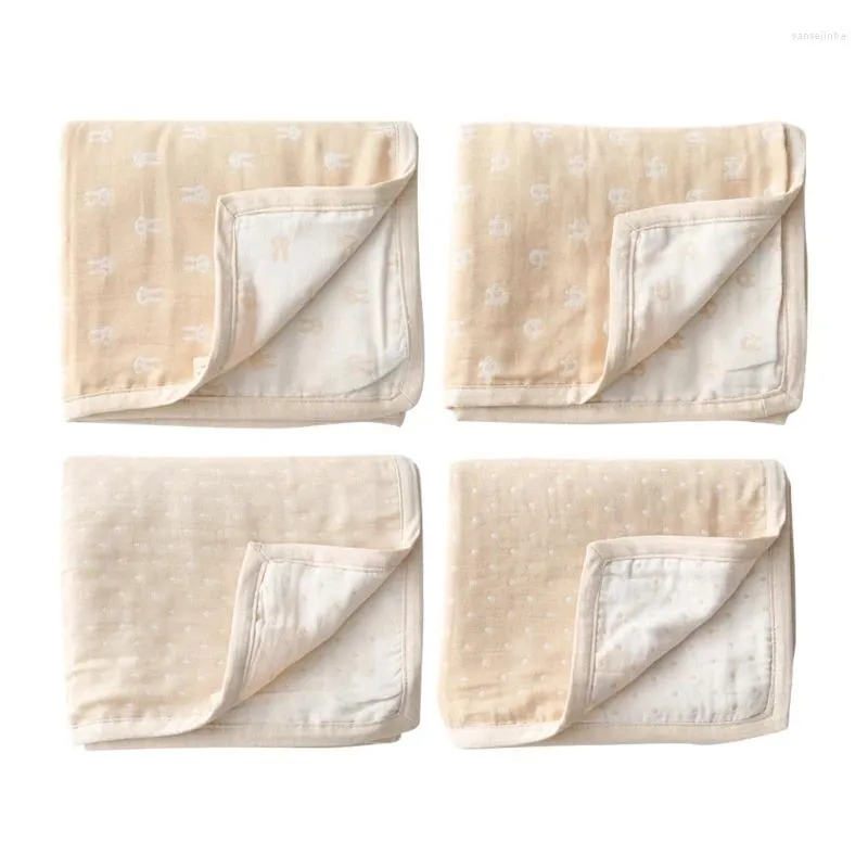 Filtar baby muslin swaddle filt bomullsgas mjukt andningsmedel som tar emot pojkar flickor 4-stil