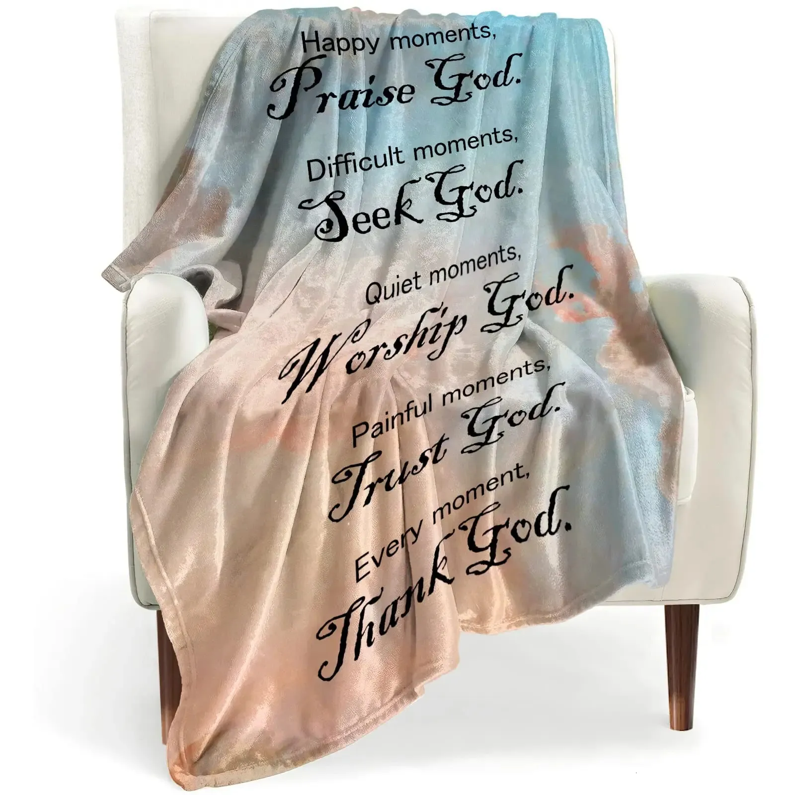 Blankets Healing Throw Blanket with Inspirational Thoughts and Prayers Religious Soft Caring Gift 231030