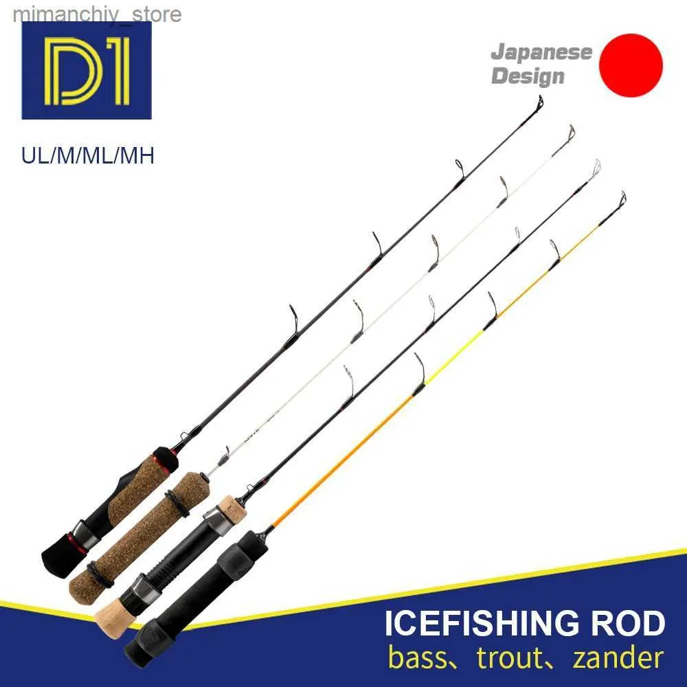 Boat Fishing Rods D1 canne à pêche sur glace à Section unique 41/50/56 cm hiver VIB canne à pêche canne à pêche en Fiber de carbone avec poignée en liège MH/ML/L/UL Q231031