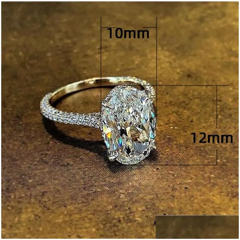 Z528 Pierłdy ślubne Vintage Oval Cut 4CT Lab Diamond Obiecing Pierścień 100% Real 925 Sterling Sier zaręczyny dla kobiet Biżuteria Drop Gelive Dhurl