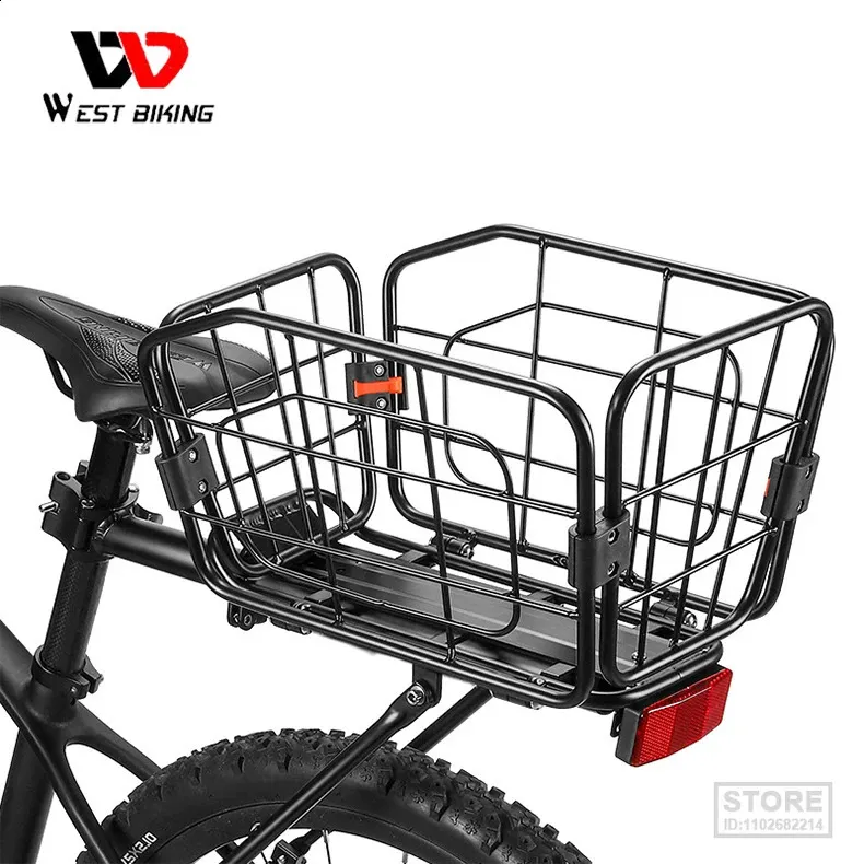 バイクバスケットウェストバイク自転車リアバスケットクイックリリース貨物ラック旅行荷物ストラップ用のMTBトランクラックロケート可能なリフレクター231030