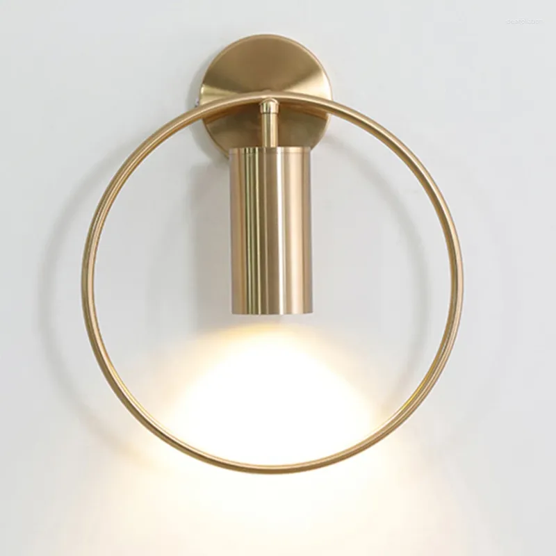 Lampada da parete Nordic semplice Led per comodino camera da letto Oro nero Cerchio in ferro battuto Sconce Corridoio Corridoio Apparecchi di illuminazione