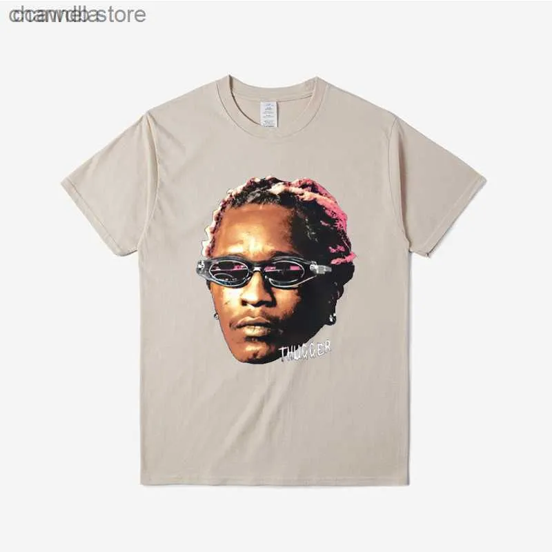 Men's T-Shirts Men's T-Shirts Cotton Unisex T Shirt Women Men Tee Young Thug Thugger Graphic T-shirt African Descent Rapper Style Hip Hop Tshirt Vintage Tops T231031