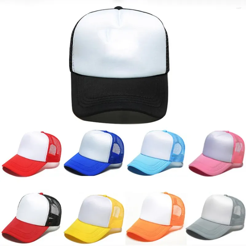 볼 캡 1pcs 야구 조절 가능한 광고 캡 세련된 맞춤형 스폰지 그물 여름 그리드 통기성 모자 사탕 컬러