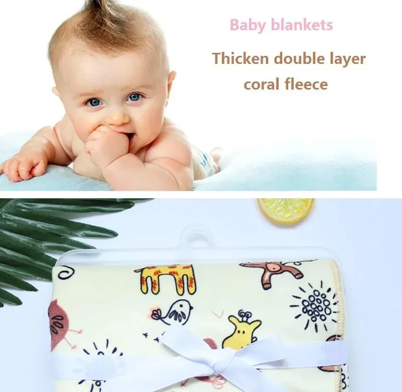 Baby Blankets New Thicken Double Layer Coral Fleece Infant Swaddle Bebe Envelope Wrap Owl Printed Newborn Baby Bedding Blanket