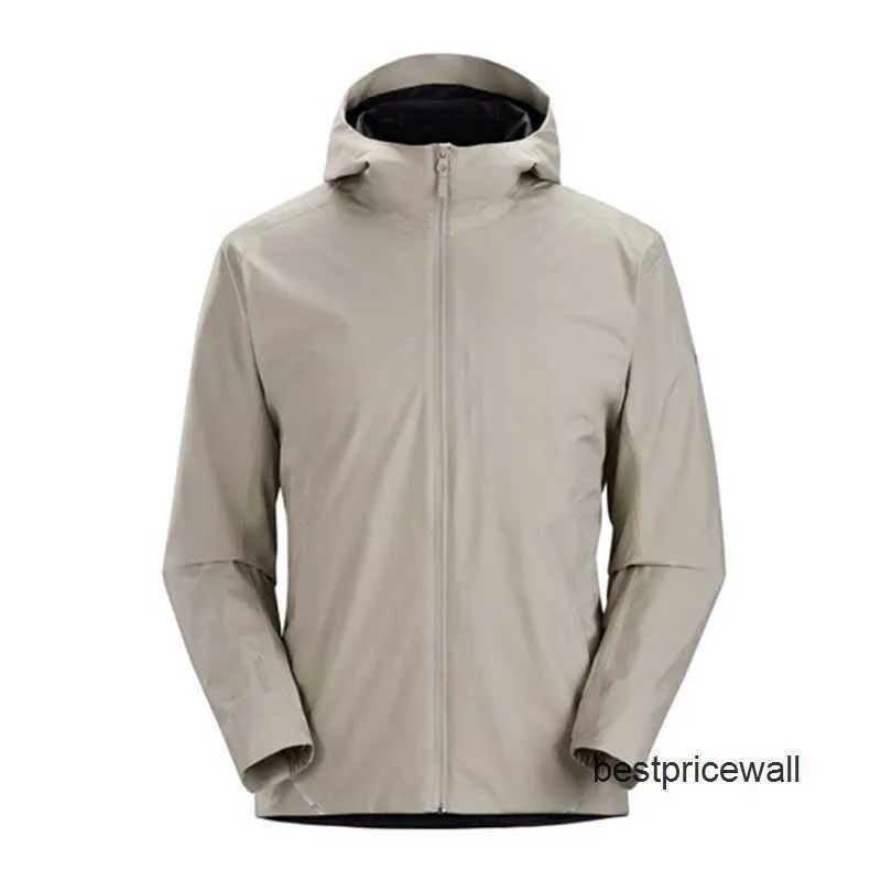 Chaquetas con capucha Arcterys para hombre ARC'TERYS SOLANO HOODY Abrigo cargo con capucha de forro polar fino resistente a la intemperie para exteriores para hombre Gris/Gris XS HBFS