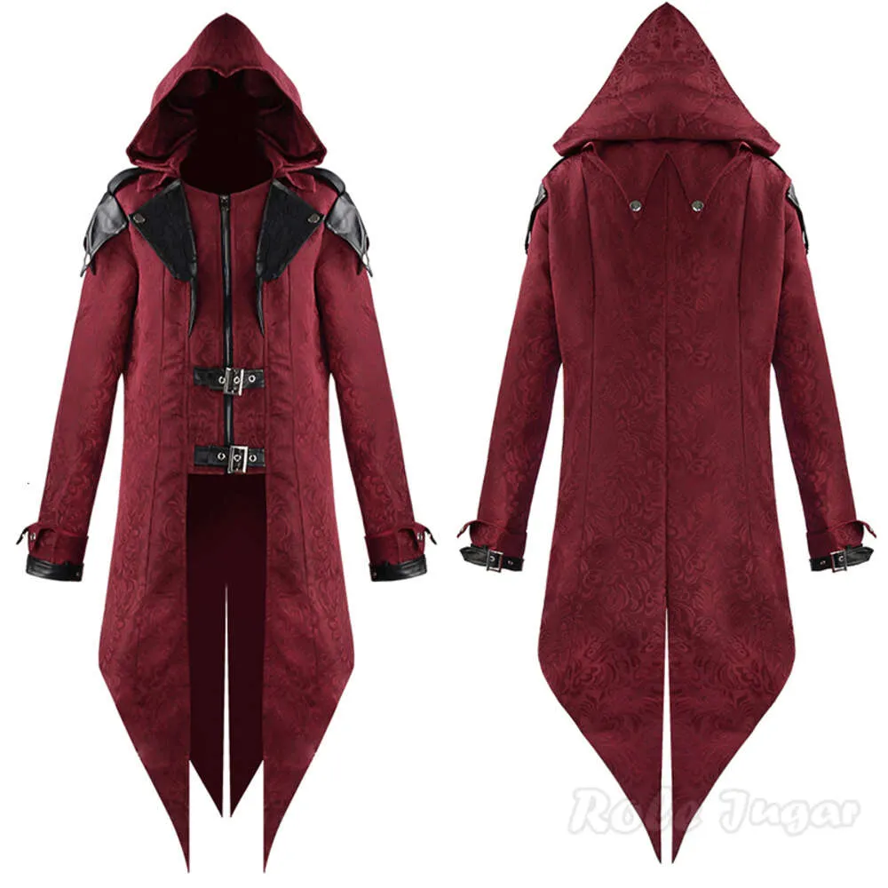 2023 Assassino medievale vintage Gioco Assassins Creed Costume cosplay Giacca con cappuccio Ricamo Outwear Abbigliamento per feste di Halloween