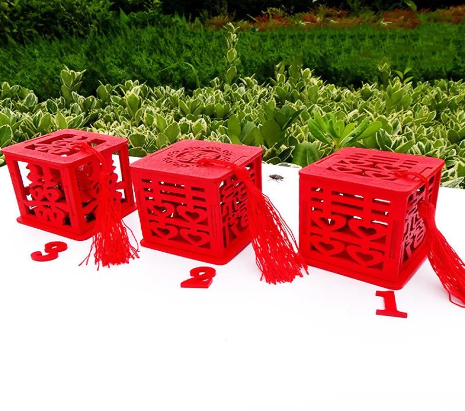 Scatola per bomboniere rossa doppia felicità in stile asiatico cinese, scatola per bomboniere, regalo per feste, intera YT00017269334