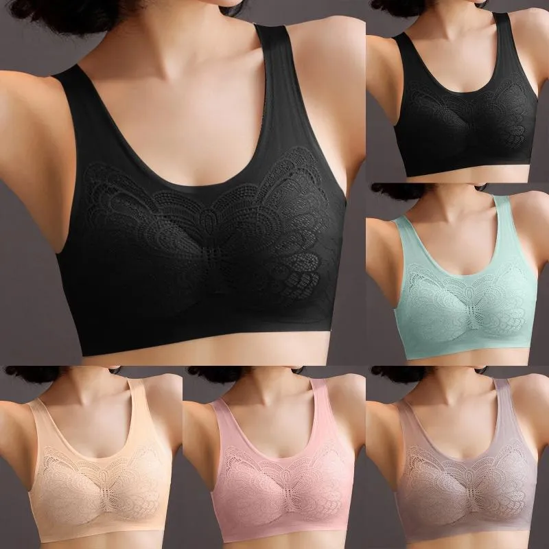 Camisoles tanques feminino verão fino gelo seda traceless volta anti brilho coleta inferior esportes colete sem anel de aço sutiã