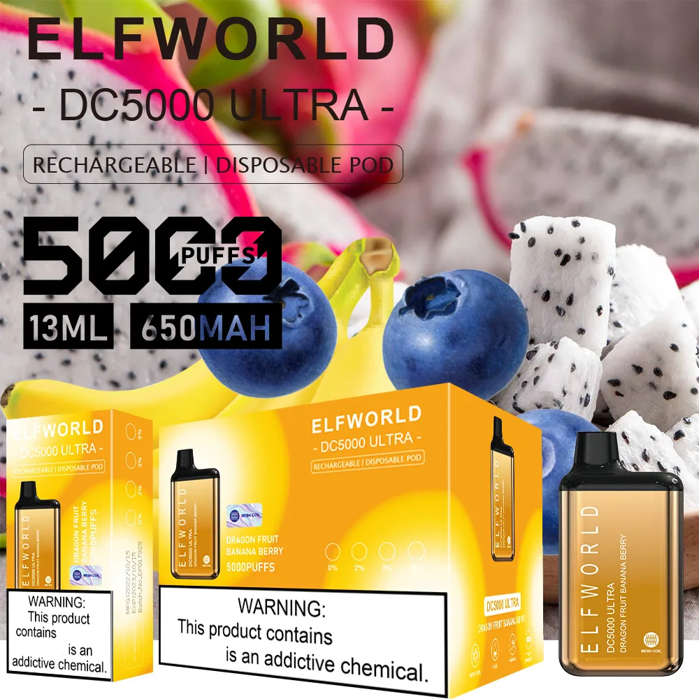 Wholesale Elf World DC 5000 Ultra Disposable Vape 5000 Puffs E